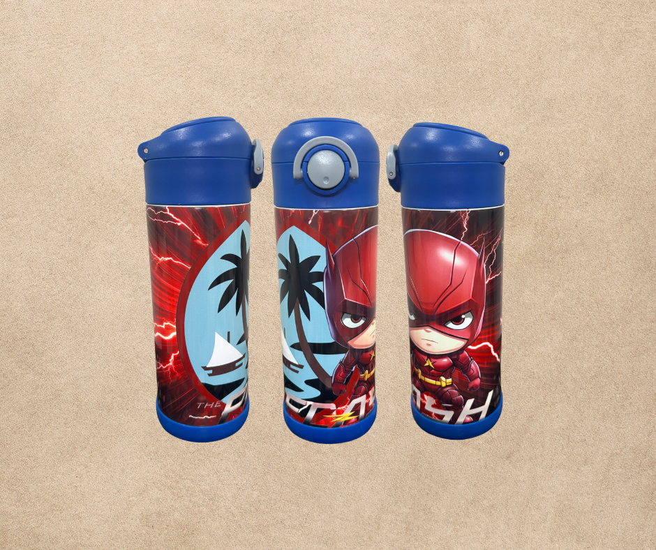 12oz The Flash Hero with Guam seal kids sublimation tumbler, water bottle