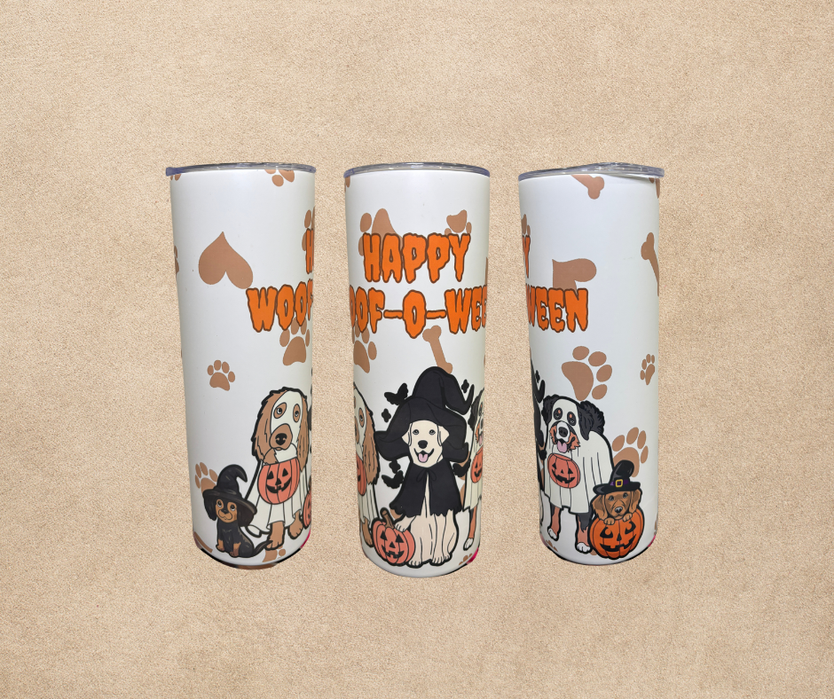 20oz Dogs Halloween glow in the dark tumbler