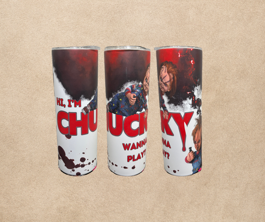 20oz Chucky Glow in the dark sublimation tumbler