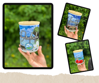 Villages of Guam sublimation coffee mugs with wood coaster